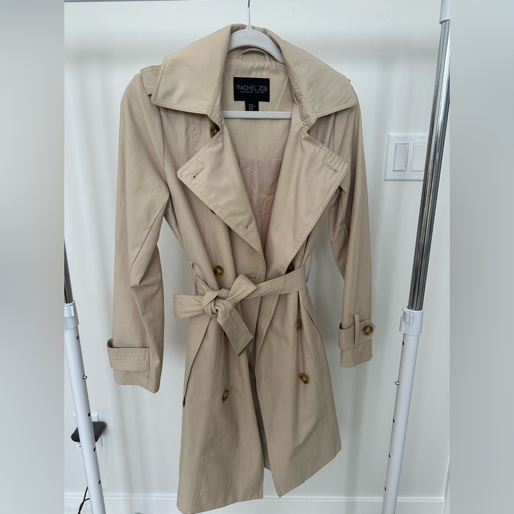Beige Hooded  Trench Coat